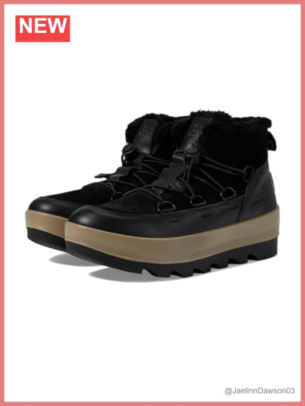 Waterproof Faux Shearling Lined Suede Leather Ankle Snow Boots Lace Up